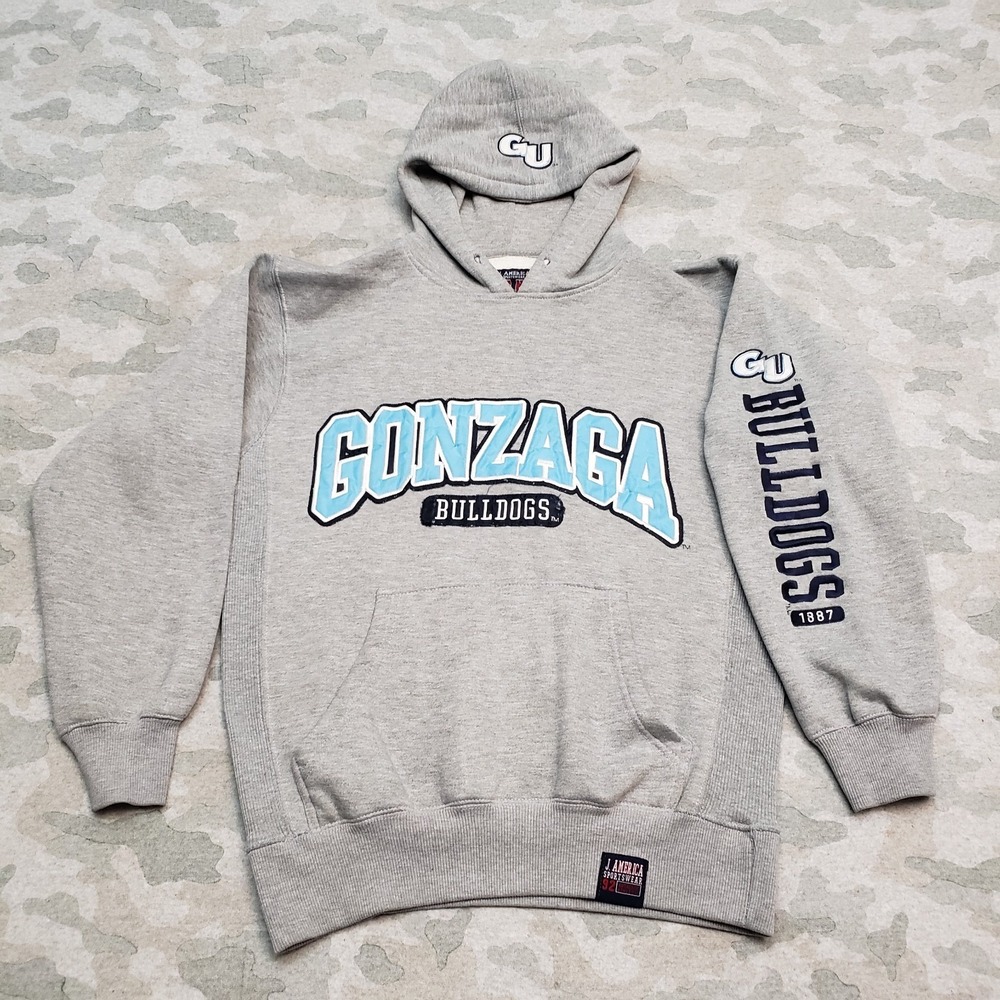Gonzaga Bulldogs Sweatshirt Womens Small Gray Pullover Hooded Embroidered‎